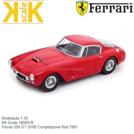 Modelauto 1:18 | KK Scale 180861R | Ferrari 250 GT SWB Competizione Red 1961