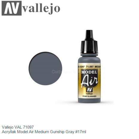  | Vallejo VAL 71097 | Acryllak Model Air Medium Gunship Gray #17ml