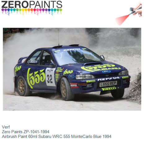 Verf  | Zero Paints ZP-1041-1994 | Airbrush Paint 60ml Subaru WRC 555 MonteCarlo Blue 1994