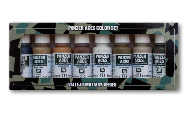  | Vallejo Val70123 | Acryllak Panzer Aces Set No 2 Wood, Leather, Stencil, Canvas & Mud