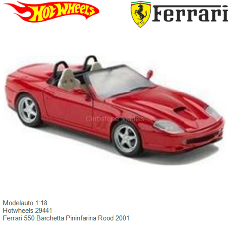 Modelauto 1:18 | Hotwheels 29441 | Ferrari 550 Barchetta Pininfarina Rood 2001