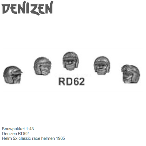 Bouwpakket 1:43 | Denizen RD62 | Helm 5x classic race helmen 1965