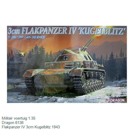 Militair voertuig 1:35 | Dragon 6136 | Flakpanzer IV 3cm Kugelblitz 1943
