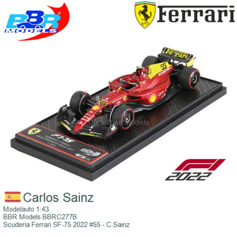 Modelauto 1:43 | BBR Models BBRC277B | Scuderia Ferrari SF-75 2022 #55 - C.Sainz