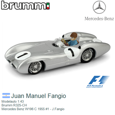 Modelauto 1:43 | Brumm R325-CH | Mercedes Benz W196 C 1955 #1 - J.Fangio