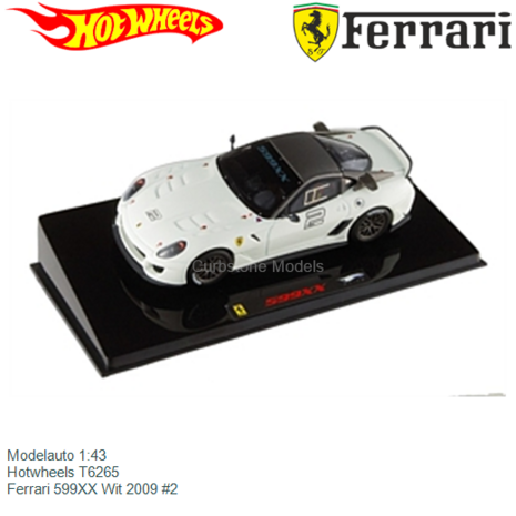 Modelauto 1:43 | Hotwheels T6265 | Ferrari 599XX Wit 2009 #2