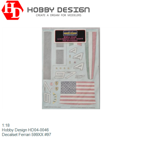 1:18 | Hobby Design HD04-0046 | Decalset Ferrari 599XX #97