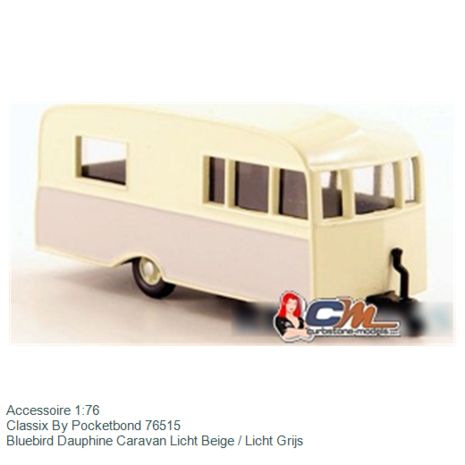 Accessoire 1:76 | Classix By Pocketbond 76515 | Bluebird Dauphine Caravan Licht Beige / Licht Grijs