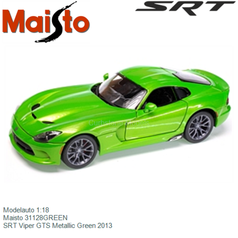 Modelauto 1:18 | Maisto 31128GREEN | SRT Viper GTS Metallic Green 2013