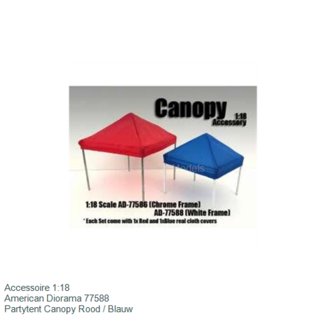 Accessoire 1:18 | American Diorama 77588 | Partytent Canopy Rood / Blauw
