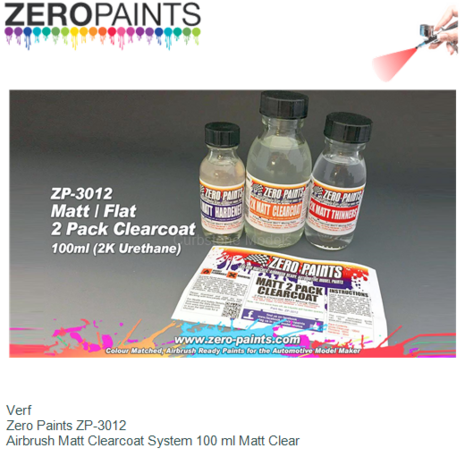 Verf  | Zero Paints ZP-3012 | Airbrush Matt Clearcoat System 100 ml Matt Clear