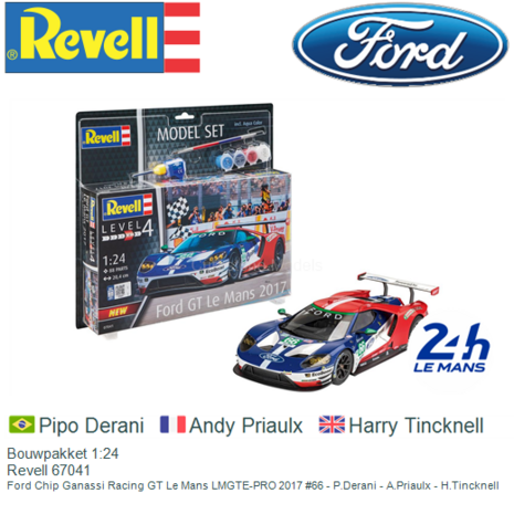 Bouwpakket 1:24 | Revell 67041 | Ford Chip Ganassi Racing GT Le Mans LMGTE-PRO 2017 #66 - P.Derani - A.Priaulx - H.Tincknell