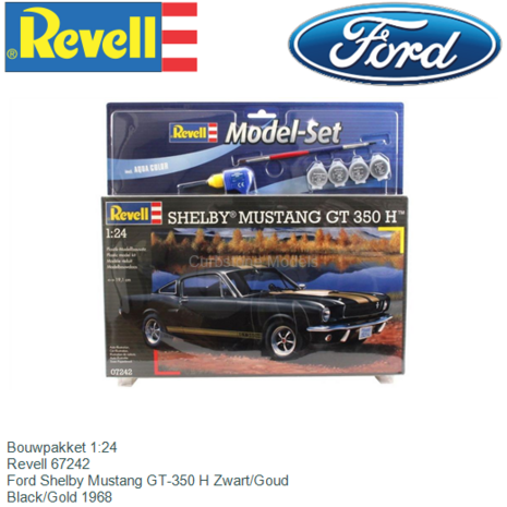 Bouwpakket 1:24 | Revell 67242 | Ford Shelby Mustang GT-350 H Zwart/Goud  | Black/Gold 1968