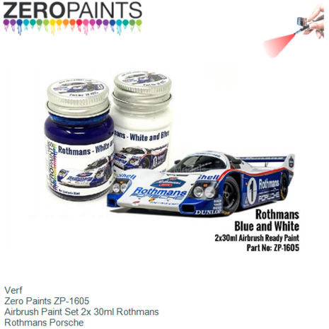 Verf  | Zero Paints ZP-1605 | Airbrush Paint Set 2x 30ml Rothmans | Rothmans Porsche