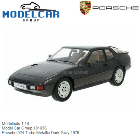 Modelauto 1:18 | Model Car Group 18193G | Porsche 924 Turbo Metallic Dark Gray 1979