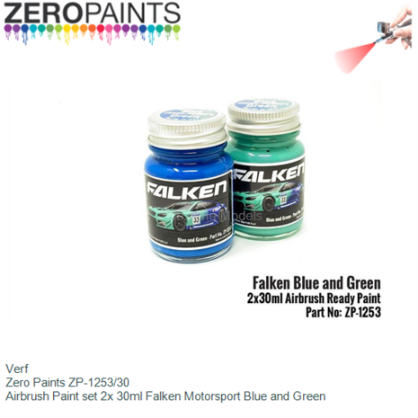 Verf  | Zero Paints ZP-1253/30 | Airbrush Paint set 2x 30ml Falken Motorsport Blue and Green