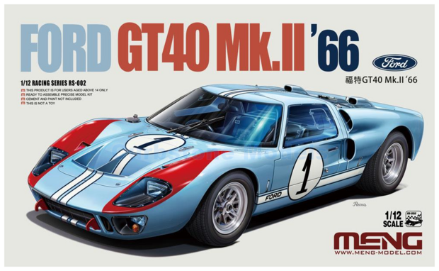 Bouwpakket 1:12 | MENG RS-002 | Ford GT40 Mk.II | Shelby American 1966 #1 - D.Hulme - K.Miles