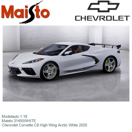 Modelauto 1:18 | Maisto 31455WHITE | Chevrolet Corvette C8 High Wing Arctic White 2020