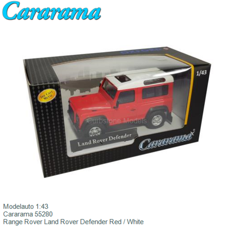 Modelauto 1:43 | Cararama 55280 | Range Rover Land Rover Defender Red / White