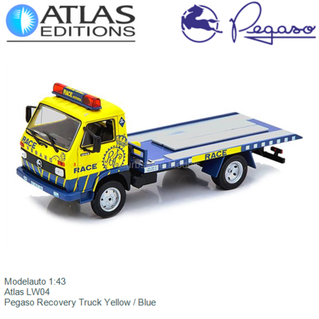 Modelauto 1:43 | Atlas LW04 | Pegaso Recovery Truck Yellow / Blue