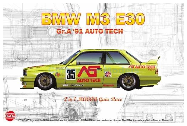 Bouwpakket 1:24 | NuNu Model Kit PN24014 | BMW M3 E30 Group A | Auto Tech 1991 #35 - R.Ratzenberger - T.Danielsson