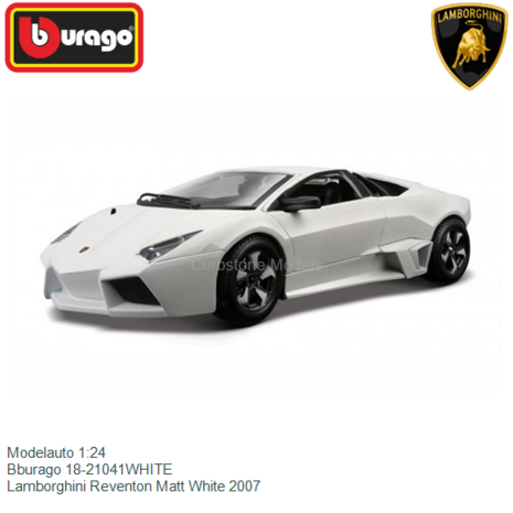 Modelauto 1:24 | Bburago 18-21041WHITE | Lamborghini Reventon Matt White 2007