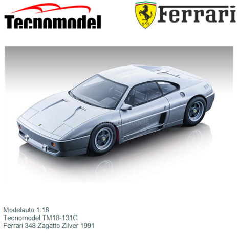 Modelauto 1:18 | Tecnomodel TM18-131C | Ferrari 348 Zagatto Zilver 1991