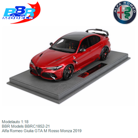 Modelauto 1:18 | BBR Models BBRC1852-21 | Alfa Romeo Giulia GTA M Rosso Monza 2019