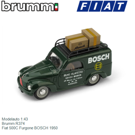 Modelauto 1:43 | Brumm R374 | Fiat 500C Furgone BOSCH 1950