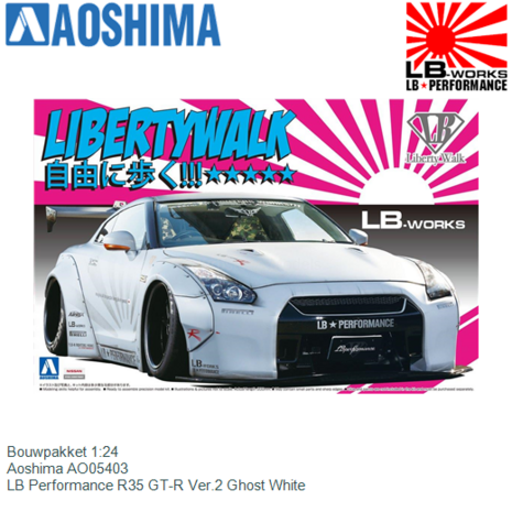 Bouwpakket 1:24 | Aoshima AO05403 | LB Performance R35 GT-R Ver.2 Ghost White