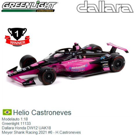 Modelauto 1:18 | Greenlight 11133 | Dallara Honda DW12 UAK18 | Meyer Shank Racing 2021 #6 - H.Castroneves