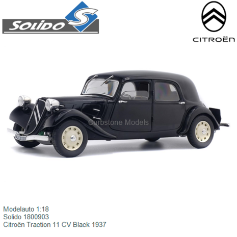 Modelauto 1:18 | Solido 1800903 | Citroën Traction 11 CV Black 1937