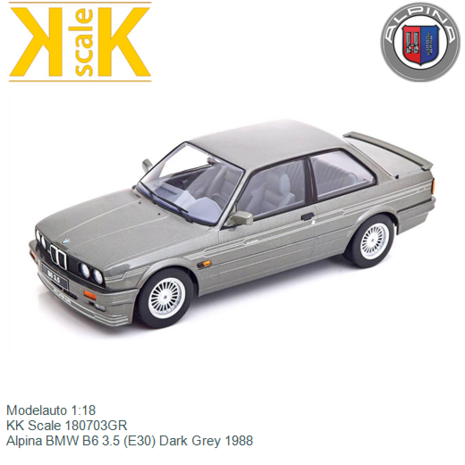 Modelauto 1:18 | KK Scale 180703GR | Alpina BMW B6 3.5 (E30) Dark Grey 1988