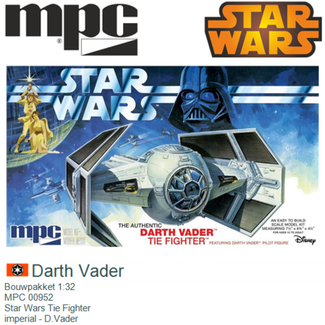 Bouwpakket 1:32 | MPC 00952 | Star Wars Tie Fighter | imperial - D.Vader