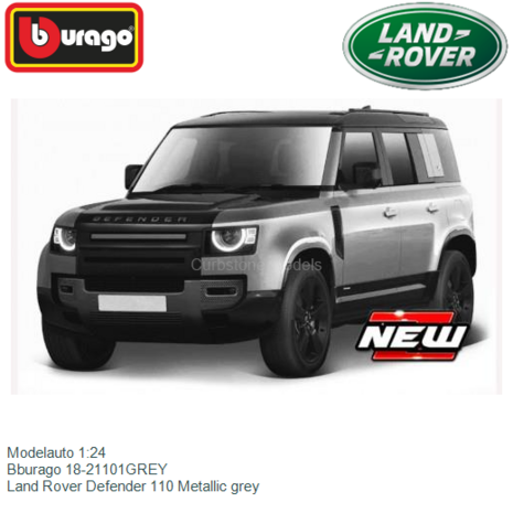 Modelauto 1:24 | Bburago 18-21101GREY | Land Rover Defender 110 Metallic grey