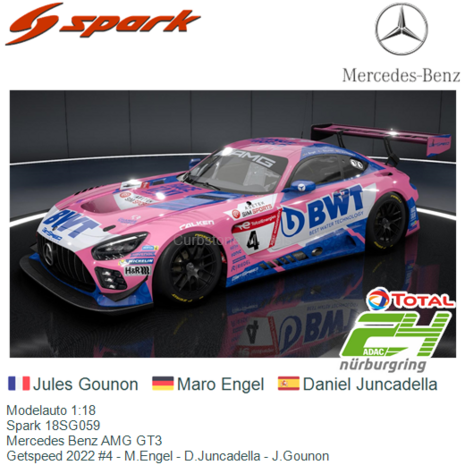 Modelauto 1:18 | Spark 18SG059 | Mercedes Benz AMG GT3 | Getspeed 2022 #4 - M.Engel - D.Juncadella - J.Gounon