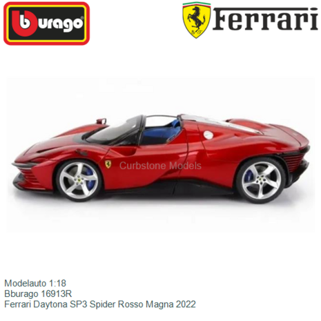 Modelauto 1:18 | Bburago 16913R | Ferrari Daytona SP3 Spider Rosso Magna 2022