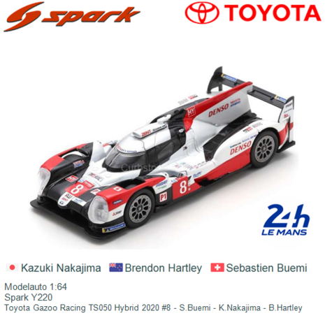 Modelauto 1:64 | Spark Y220 | Toyota Gazoo Racing TS050 Hybrid 2020 #8 - S.Buemi - K.Nakajima - B.Hartley
