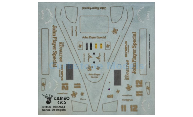 Bouwpakket 1:43 | Tameo DK020 | Decalset Lotus T-97 Renault 1985 - A.Senna - E.de Angelis