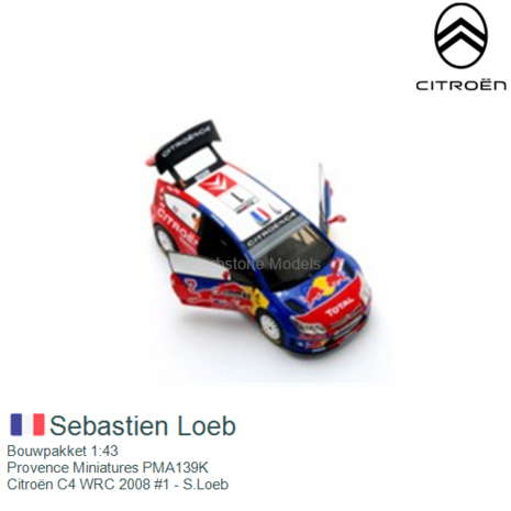 Bouwpakket 1:43 | Provence Miniatures PMA139K | Citroën C4 WRC 2008 #1 - S.Loeb