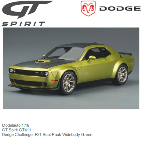 Modelauto 1:18 | GT Spirit GT411 | Dodge Challenger R/T Scat Pack Widebody Green