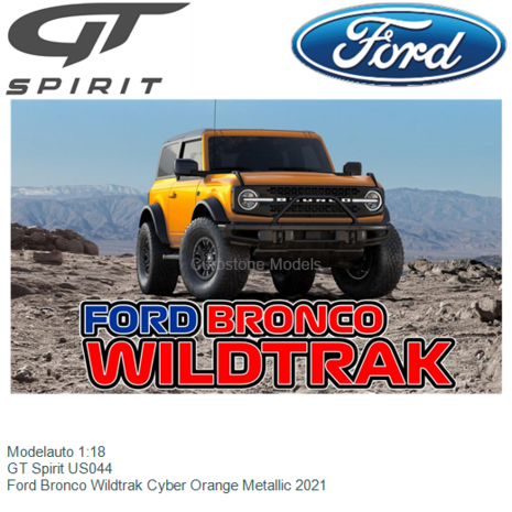 Modelauto 1:18 | GT Spirit US044 | Ford Bronco Wildtrak Cyber Orange Metallic 2021