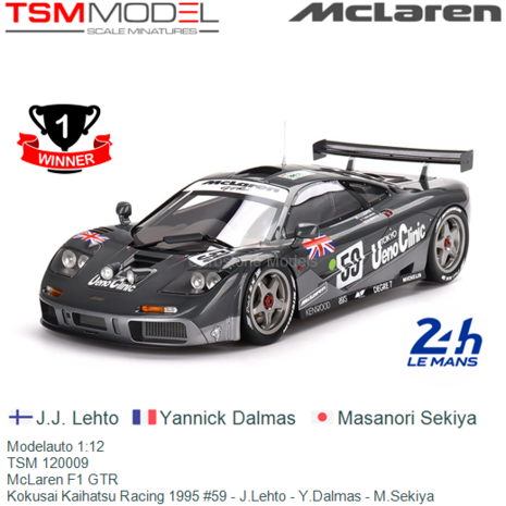 Modelauto 1:12 | TSM 120009 | McLaren F1 GTR | Kokusai Kaihatsu Racing 1995 #59 - J.Lehto - Y.Dalmas - M.Sekiya