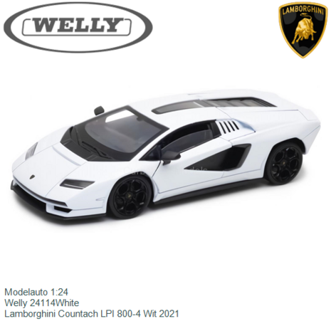 Modelauto 1:24 | Welly 24114White | Lamborghini Countach LPI 800-4 Wit 2021