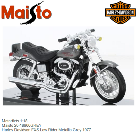 Motorfiets 1:18 | Maisto 20-18866GREY | Harley Davidson FXS Low Rider Metallic Grey 1977