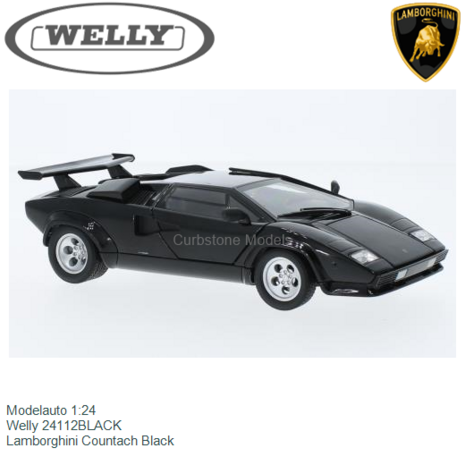 Modelauto 1:24 | Welly 24112BLACK | Lamborghini Countach Black