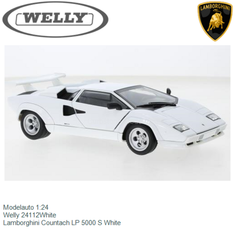 Modelauto 1:24 | Welly 24112White | Lamborghini Countach LP 5000 S White