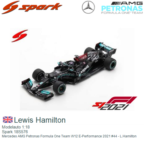 Modelauto 1:18 | Spark 18S576 | Mercedes AMG Petronas Formula One Team W12 E-Performance 2021 #44 - L.Hamilton
