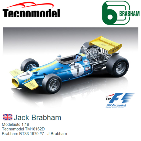 Modelauto 1:18 | Tecnomodel TM18162D | Brabham BT33 1970 #7 - J.Brabham