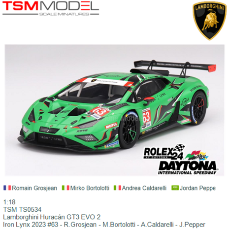 1:18 | TSM TS0534 | Lamborghini Huracán GT3 EVO 2 | Iron Lynx 2023 #63 - R.Grosjean - M.Bortolotti - A.Caldarelli - J.Pepp
